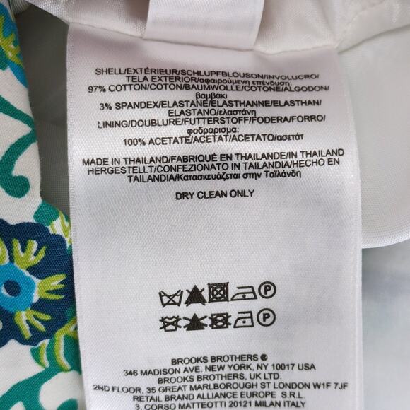 Brooks Brothers 346 Floral Print Shift Dress Women's 6 Blue Green Midi Preppy - Picture 6 of 6